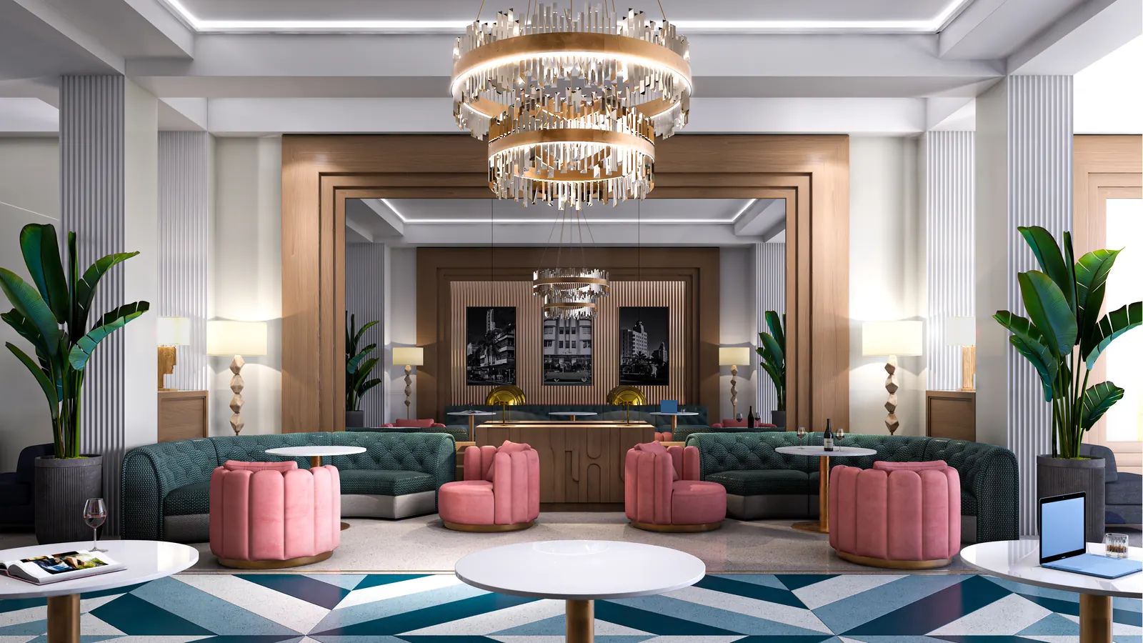 Ella Miami Beach lobby dise&ntilde;ado por Arquitectonica