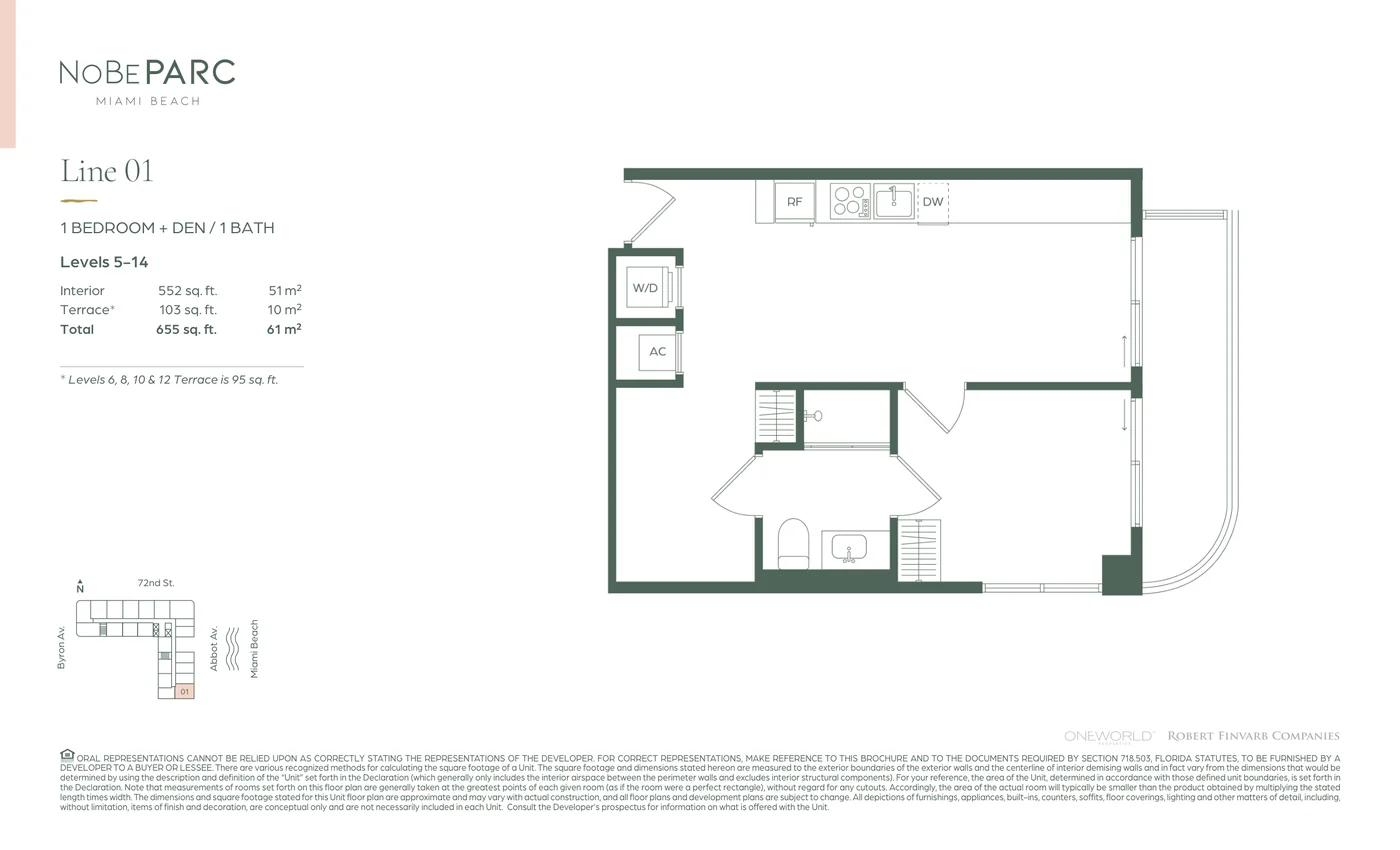 1 Dorm. + Den – plano NoBe Parc
